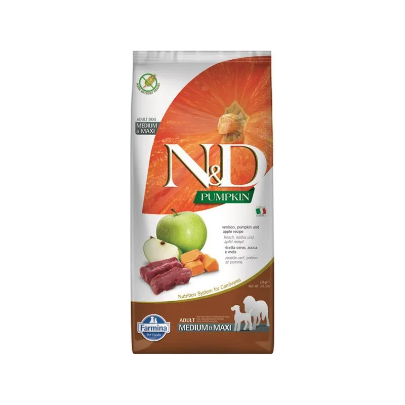 Farmina N&D dog PUMPKIN (GF) adult medium & maxi, venison & apple 12 kg