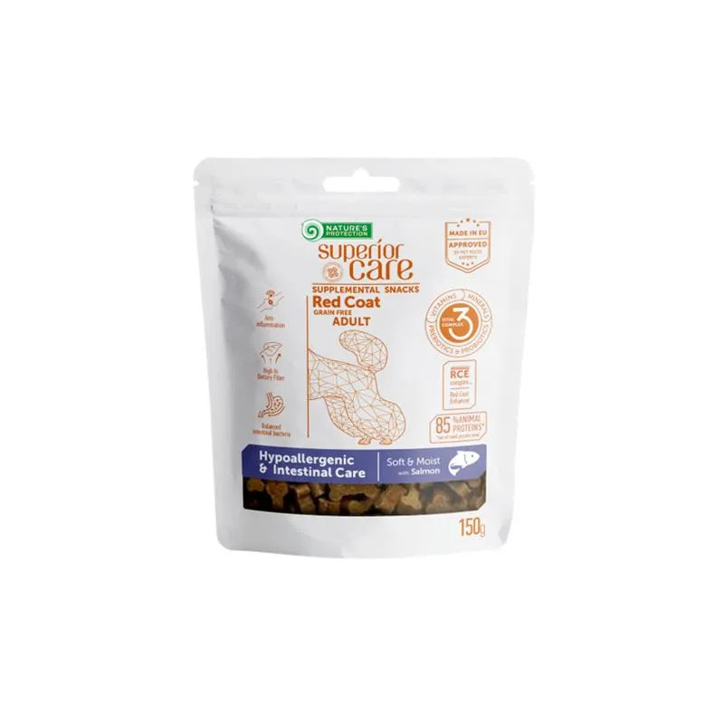 Natures P Superior Care Red Dog Hipoallergén & Bélrendszer-támogató gabonamentes lazac jutalomfalat 150 g