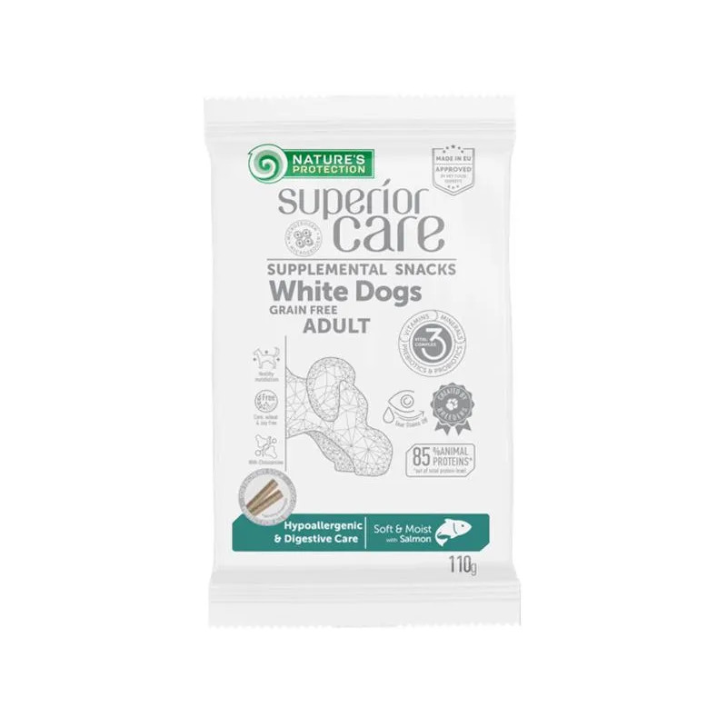 Jutalomfalat Natures P Superior Care fehér kutyáknak Hypoallergenic & Digestive Care gabonamentes lazac 110 g