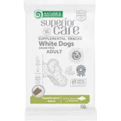 Jutalomfalat Natures P Superior Care fehér kutyáknak Hypoallergén Dental Care Gabonamentes fehér hal 150 g