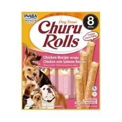 Jutalomfalatok Inaba Churu Rolls kutyának Csirkével és lazaccal 8 x 8 db 768 g