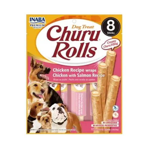 Pamlsok Inaba Churu Rolls dog Kura s lososom 8 x 8 ks 768 g