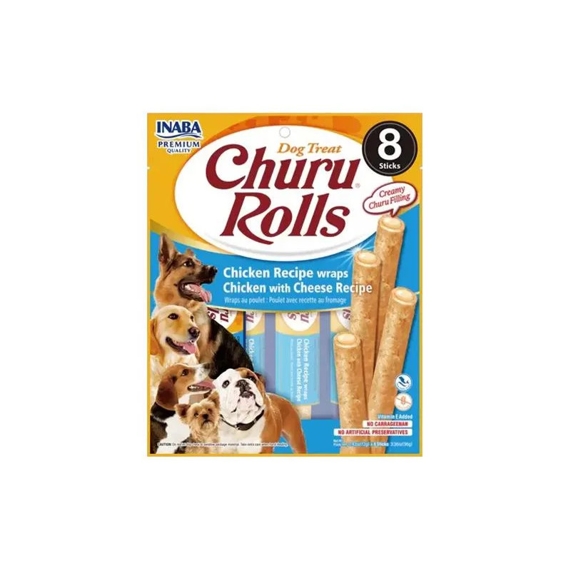 Inaba Churu Rolls kutya jutalomfalat csirkehússal és sajttal 8 x 8 db 768 g