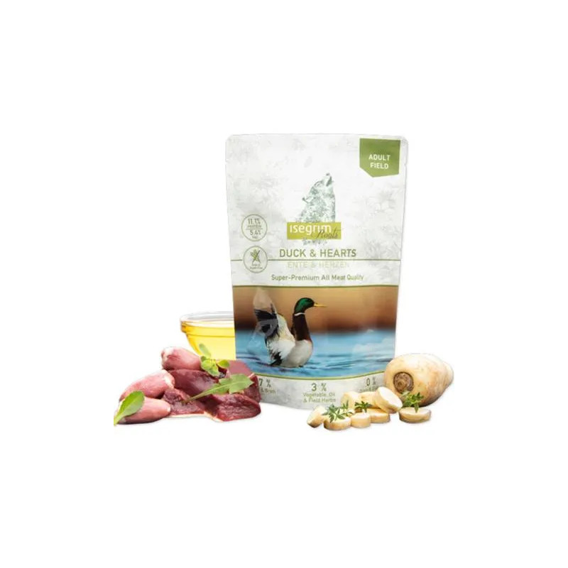 ISEGRIM kutya Adult Isegrim Roots, kacsa & szívek bal. 7 x 410 g tasakok