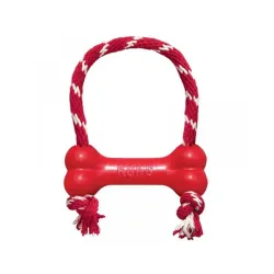 Játék Kong Dog Puppy Classic Csont piros kötéllel, természetes gumi, M