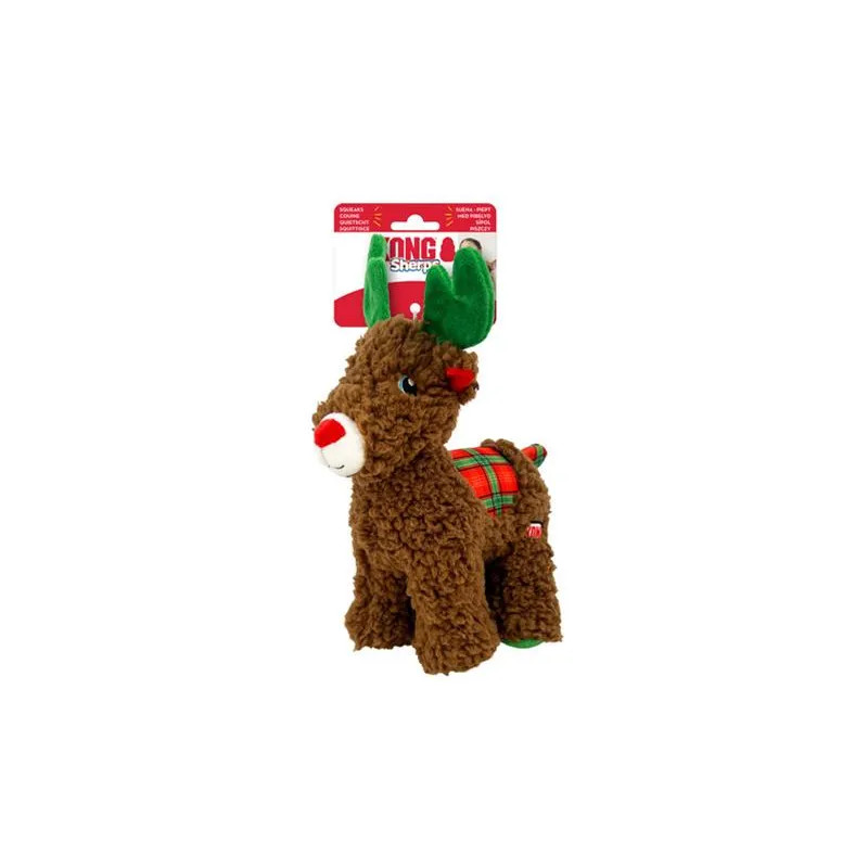 Kong Dog Holiday Sherps™ Reindeer sípolóval, poliészter, M játék