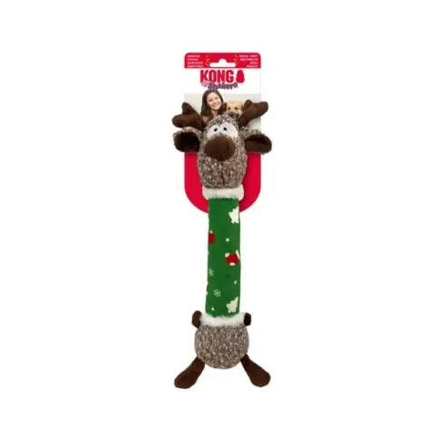 Játék Kong Dog Holiday Shaker Luvs Reindeer sípolóval, poliészter, M