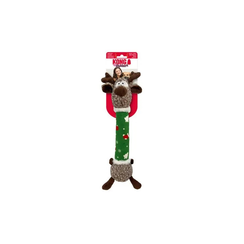 Játék Kong Dog Holiday Shaker Luvs Reindeer sípolóval, poliészter, M