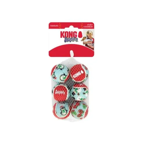 Kong Dog Holiday Airdog sípoló labda, vulkanizált gumi, 6 db-os csomag, S