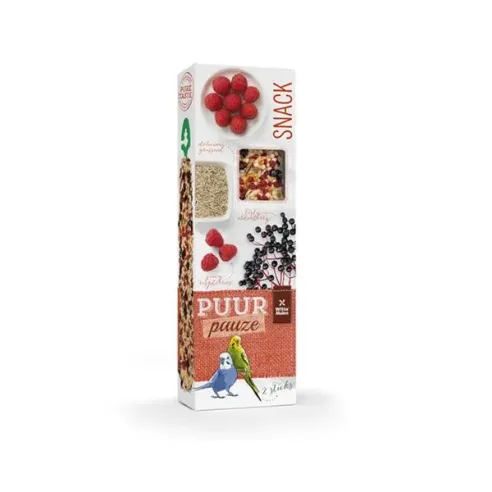 PUUR pauze Sticks kanári és hullámos papagáj málna & bodza - ízletes gyümölcsös rúd 60 g