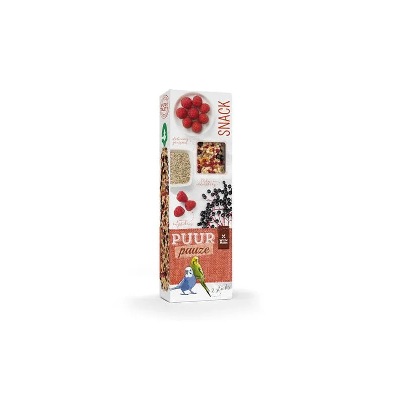 PUUR pauze Sticks kanári és hullámos papagáj málna & bodza - ízletes gyümölcsös rúd 60 g