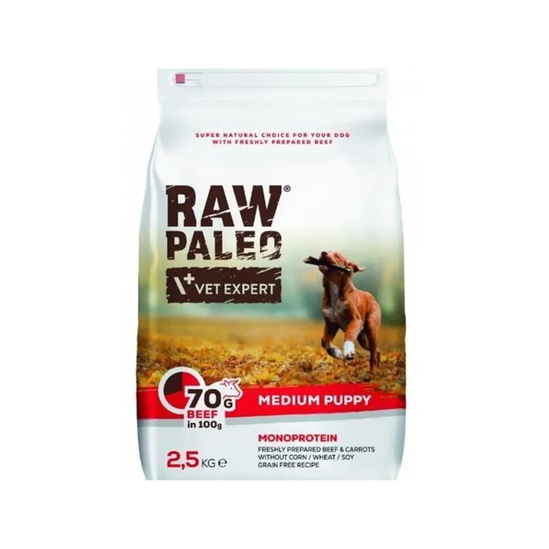 VetExpert Raw Paleo puppy medium marha 2,5 kg