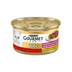 Nestlé GOURMET GOLD macska marha&csirke darabok szószban konz.12x85 g