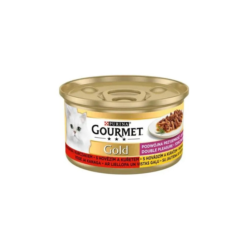 Nestlé GOURMET GOLD macska marha&csirke darabok szószban konz.12x85 g