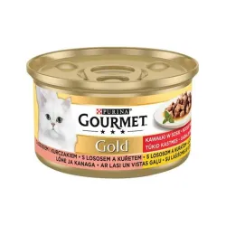 Nestlé GOURMET GOLD macska lazac&csirke darabok szaftban konz.12x85 g