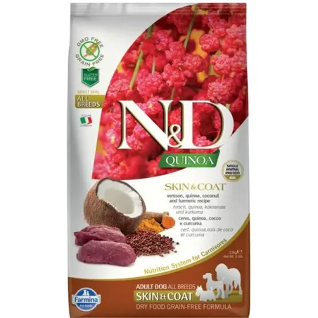 Farmina N&D dog QUINOA (GF) adult medium & maxi, skin & coat, venison & coconut 7 kg