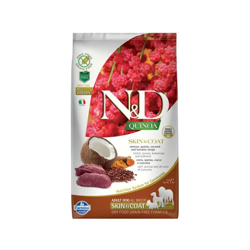 Farmina N&D dog QUINOA (GF) adult medium & maxi, skin & coat, venison & coconut 7 kg