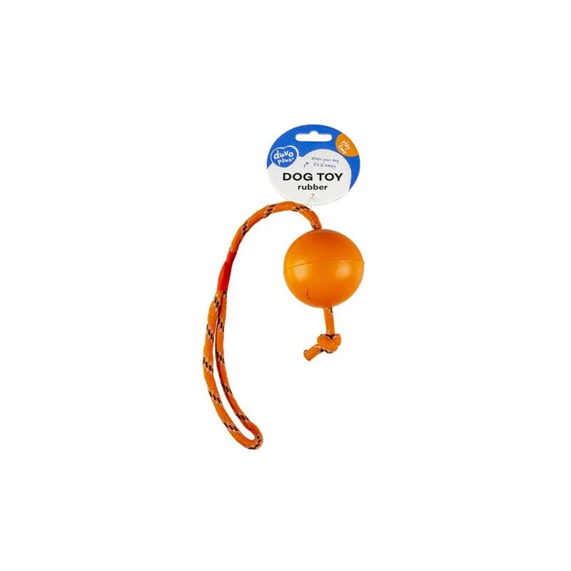 DUVO+ Játék gumi labda kötéllel, vegyes színekben, 6 cm átmérővel, 30 cm hosszúságban