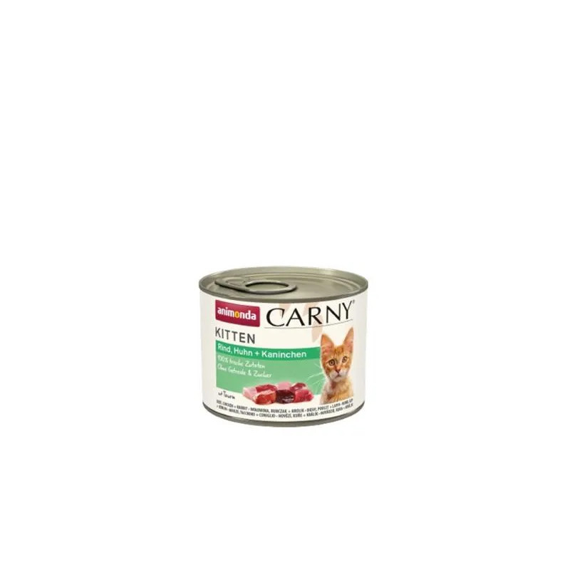 Animonda CARNY® macska Kitten marha, csirkehús és nyúl csomagolás 12 x 200 g konzerv