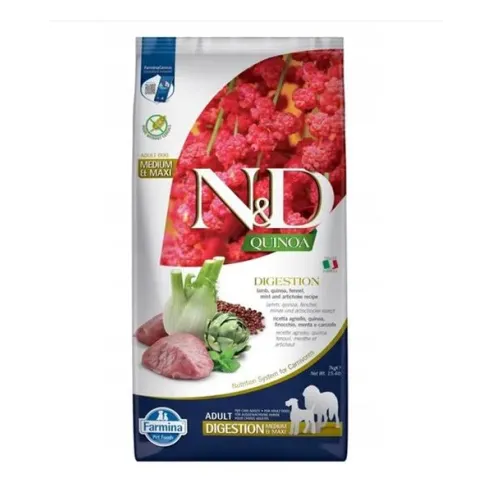 Farmina N&D kutya QUINOA (GF) adult medium&maxi, emésztés, bárány és édeskömény 7 kg
