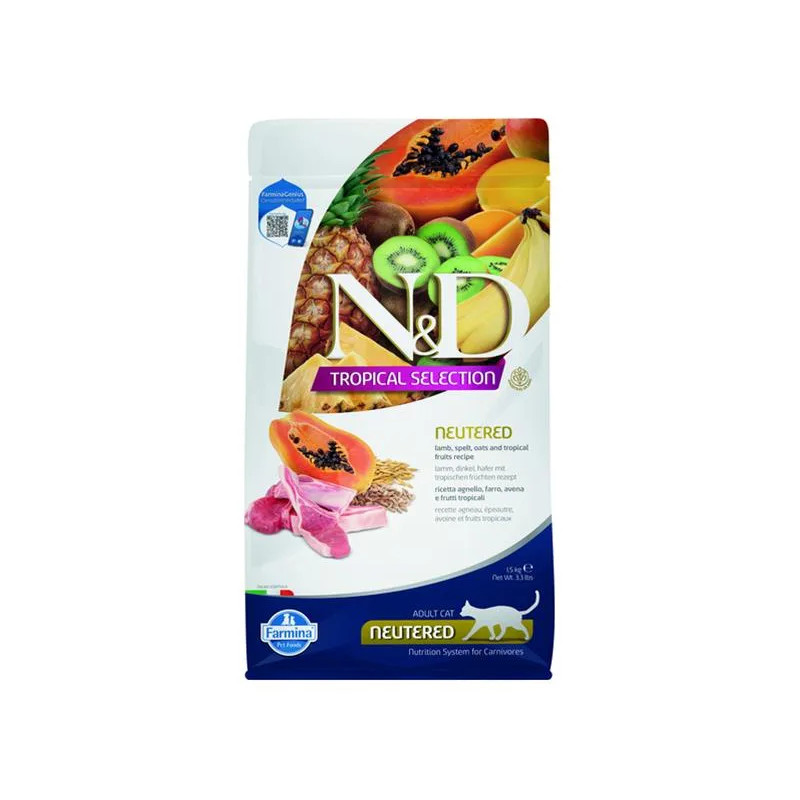 Farmina N&D cat TROPICAL SELECTION (AG) adult, ivartalanított, bárány 1,5 kg
