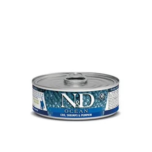 Farmina N&D cat OCEAN tonhal, tőkehal, garnéla és sütőtök kölyökmacska konzerv 70 g