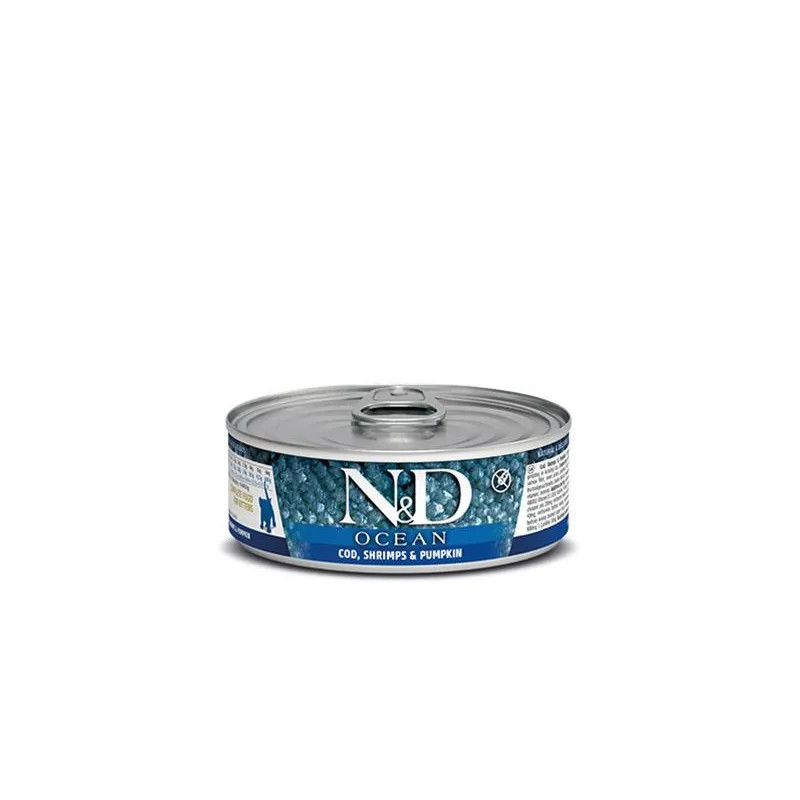 Farmina N&D cat OCEAN tonhal, tőkehal, garnéla és sütőtök kölyökmacska konzerv 70 g