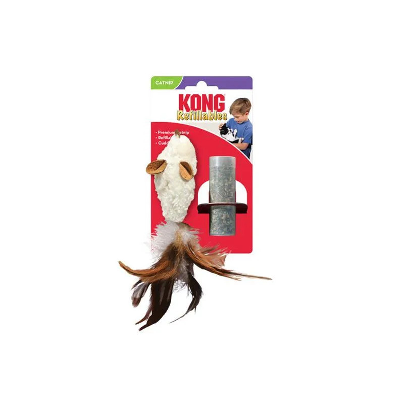 Kong Cat Refillables Feather Mouse újratölthető egér macskáknak macskamentával és tollal, poliészter