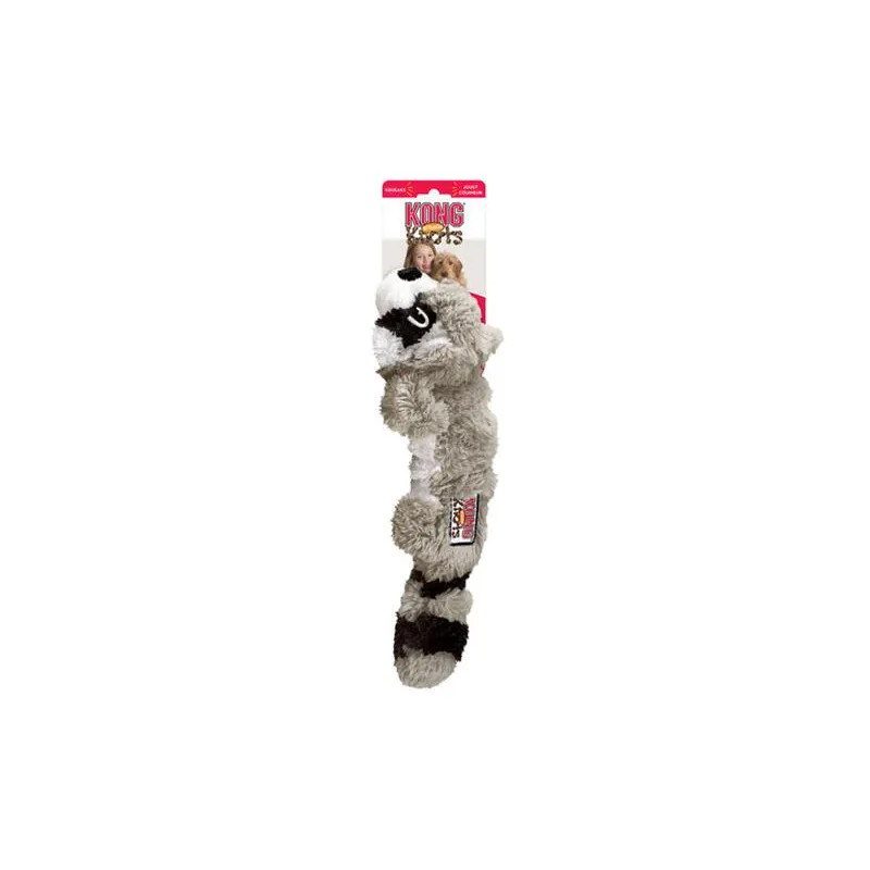 Játék Kong Dog Scrunch Knots mosómedve sípolóval, poliészter, szürke, M/L