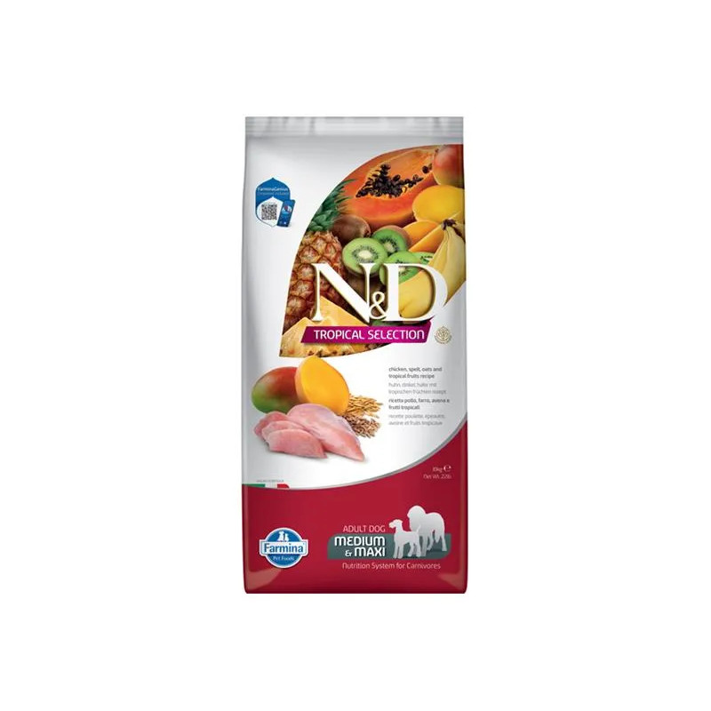 Farmina N&D dog TROPICAL SELECTION (AG) adult medium & maxi, csirke 10 kg