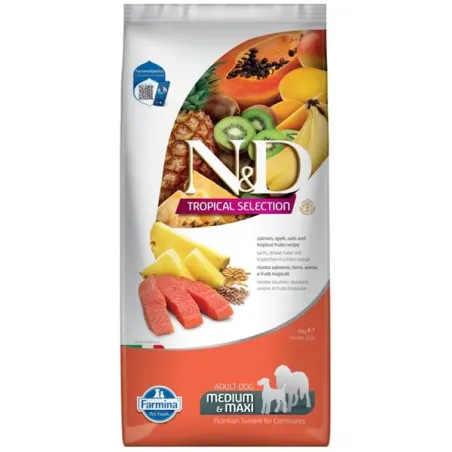Farmina N&D dog TROPICAL SELECTION (AG) adult medium & maxi, lazac 10 kg