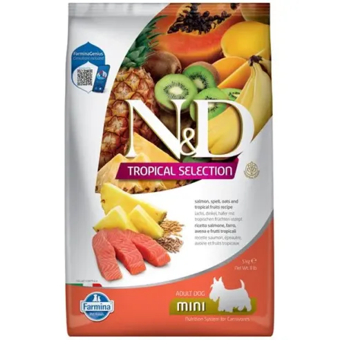Farmina N&D dog TROPICAL SELECTION (AG) adult mini, lazac 5 kg