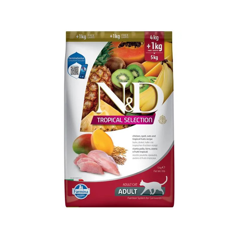 Farmina N&D macska TROPICAL SELECTION (AG) adult, csirke 4 + 1 kg