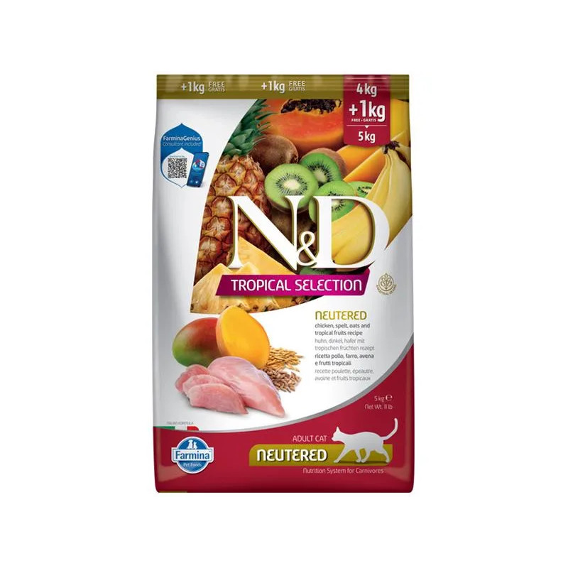 Farmina N&D cat TROPICAL SELECTION (AG) adult neutered, chicken 5 kg