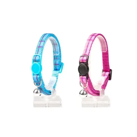 DUVO + nylon nyakörv macskáknak, skót mintás, 20-30cm/10mm 2db