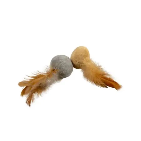 DUVO+ játék labda puha tollakkal barna/szürke 12x4x5cm