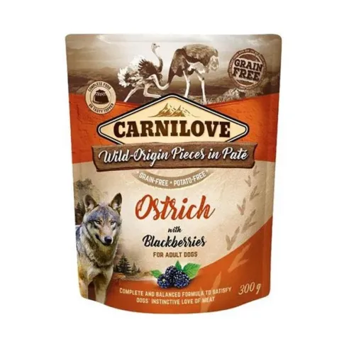 Carnilove kutya Alutasak Paté Strucc fekete szederrel 12 x 300 g