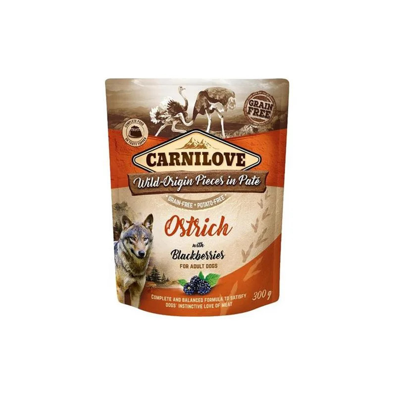 Carnilove kutya Alutasak Paté Strucc fekete szederrel 12 x 300 g