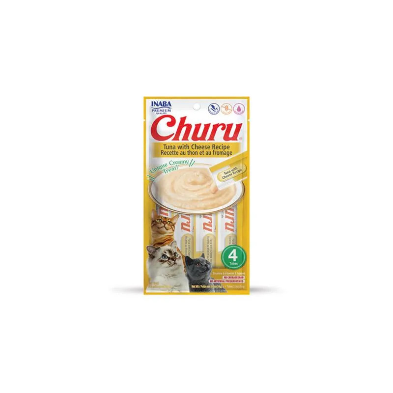 Jutalomfalat Inaba Churu Pyré macskáknak Tonhal sajttal 4 tubus 56 g