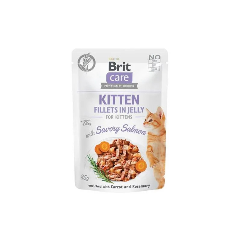 Brit Care macska Alutasak Kölyök Filé Zselében Ízletes Lazaccal 24 x 85 g