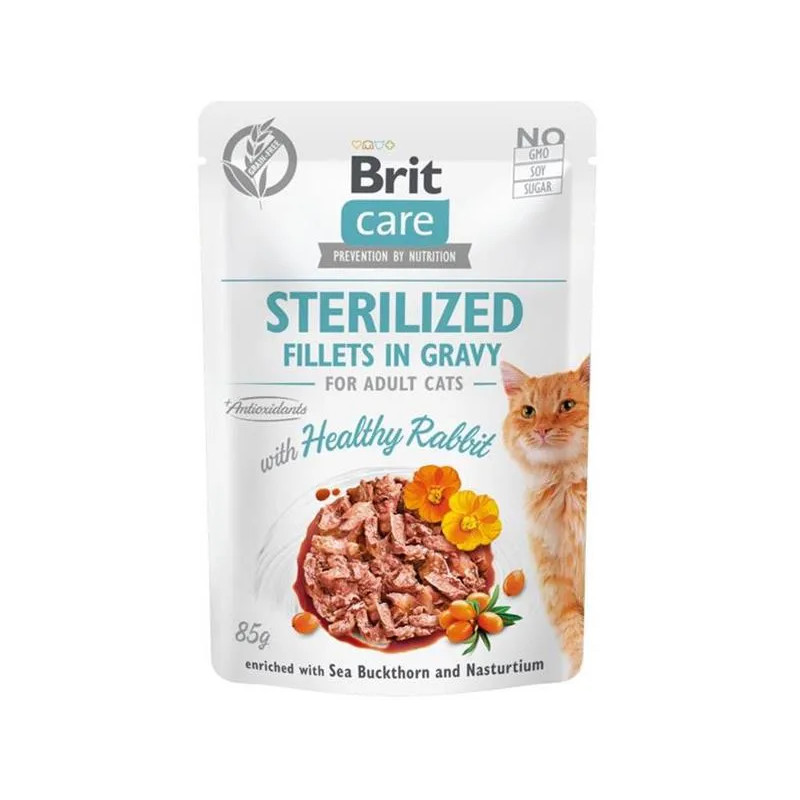 Brit Care macska Alutasak Sterilized Fillets in Gravy With Healthy Rabbit 24 x 85 g