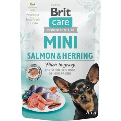 Brit Care dog tasak MINI Sterilized Lazac & Hering filék szószban 24 x 85 g