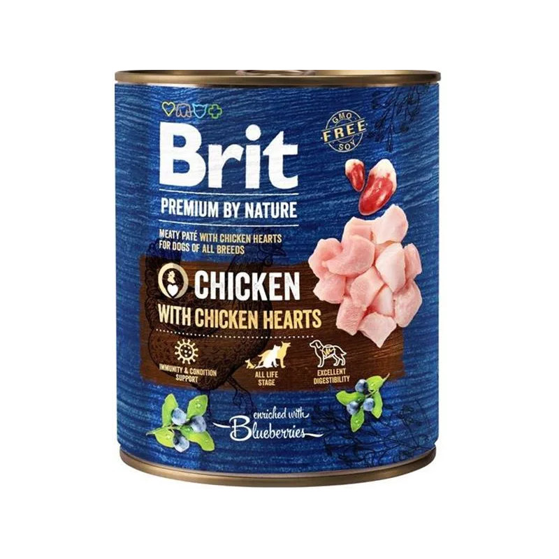 Brit Premium by Nature kutya Csirke szívvel 6 x 800 g konzerv
