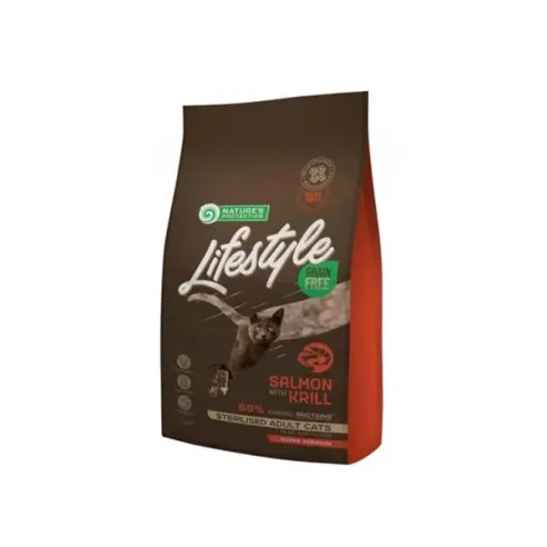 Natures P Lifestyle macska adult sterilizált lazac & krill 1,5 kg
