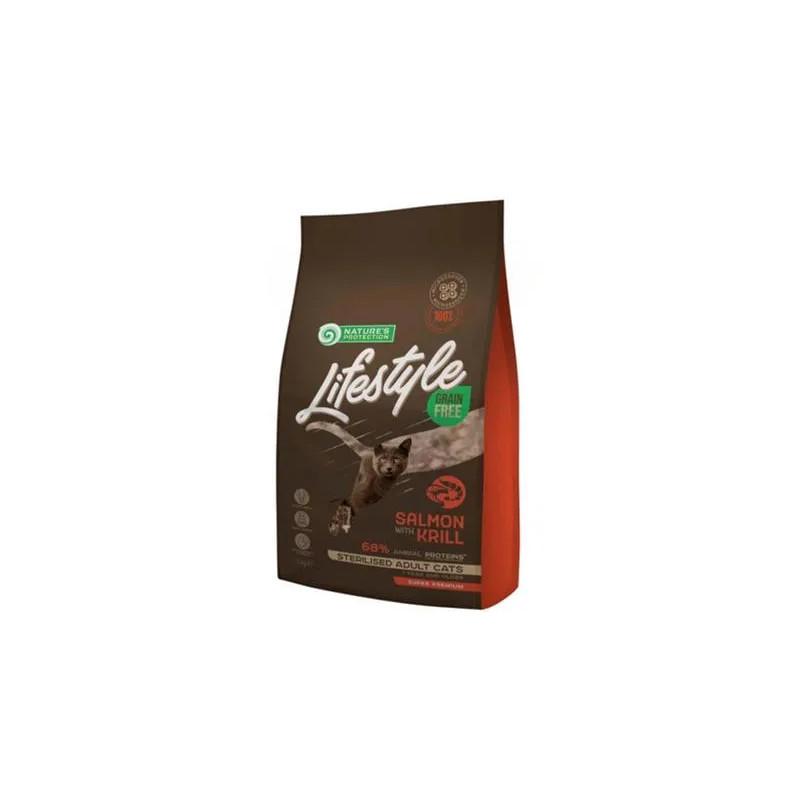 Natures P Lifestyle macska adult sterilizált lazac & krill 1,5 kg