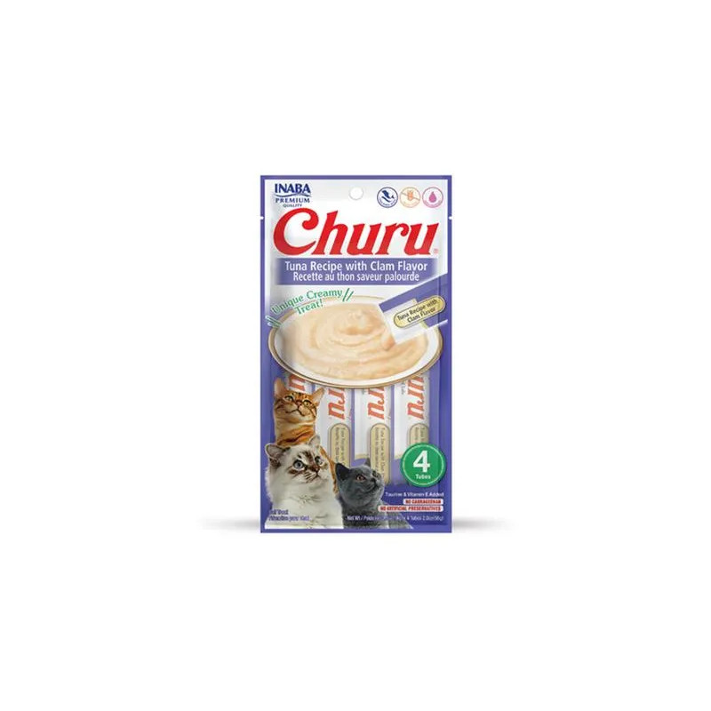 Inaba Churu Pyré macska finomság tonhallal és kagylóval 4 tubus 56 g
