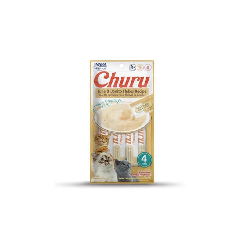 Inaba Churu Pyré jutalomfalat macskáknak tonhal és bonito pehely 4 tubus 56 g