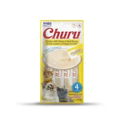 Inaba Churu Pyré macska Jutalomfalat csirke sajttal és marhahússal 4 tubus 56 g