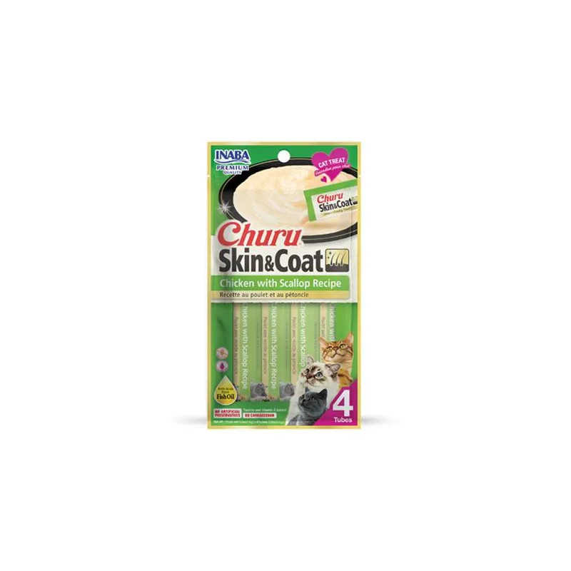 Inaba Churu Skin & Coat macska Kura fésűkagylóval 4 tubus 56 g