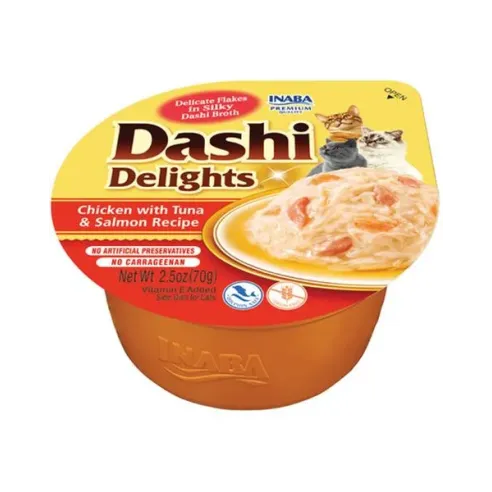 Inaba Dashi Delights macska Kura tonhallal és lazaccal 6 x 70 g tálka